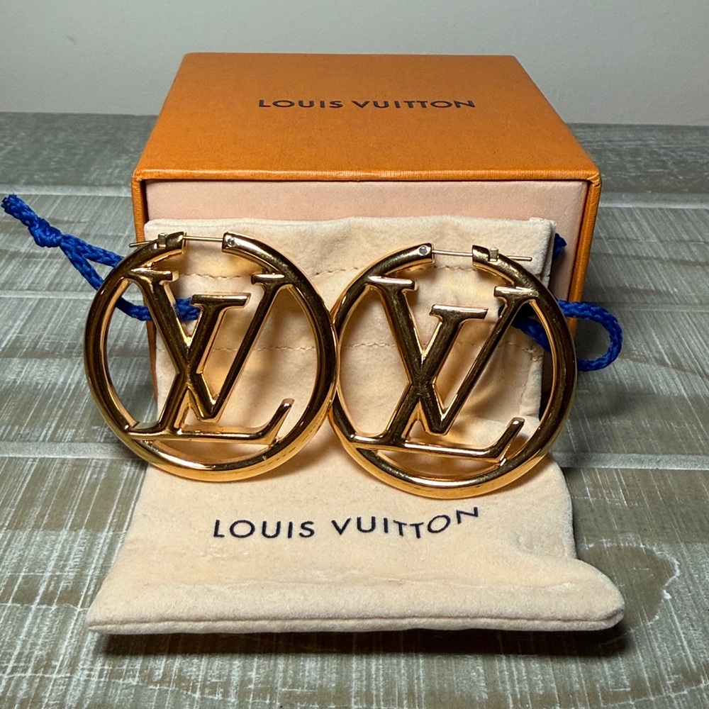Louis Vuitton Gold Logo Earrings